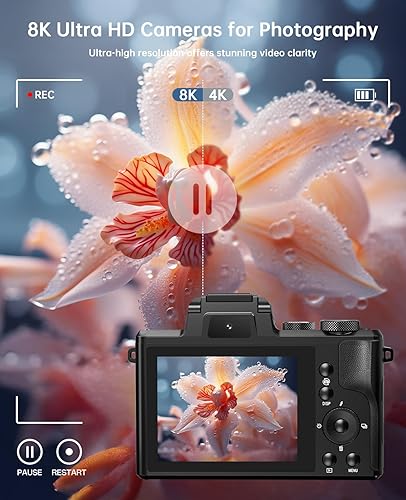 Miniatura 2 de Cámaras digitales 8K para enfoque automático de fotografía, actualización 2026 de 88 MP WiFi profesional 16X Zoom cámara de fotografía con doble