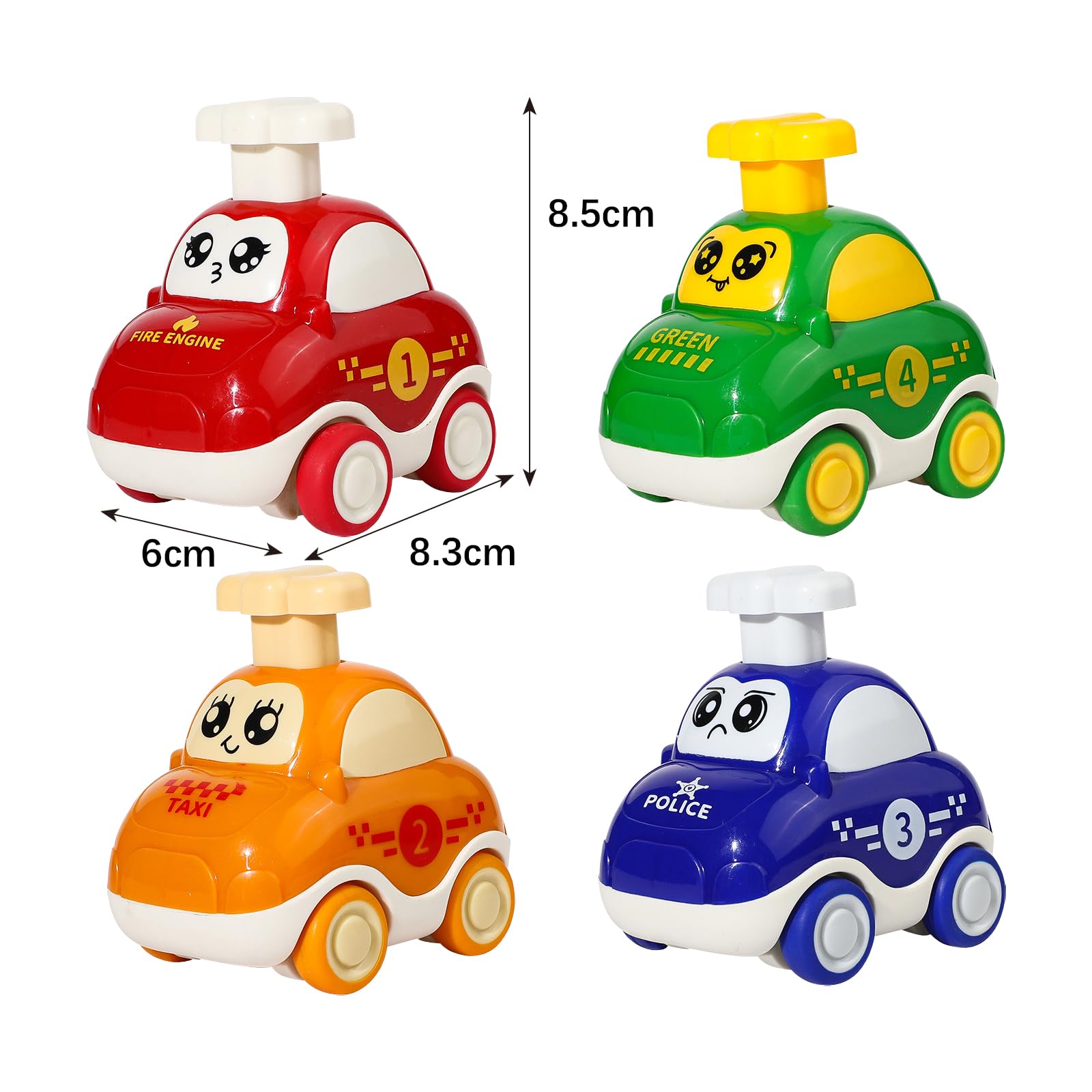 CHUNLINLAODA 4 Pieces Baby Wind-Up Car Baby Car Toy Press and Go Toy Cars AUT-o Toy BAB-y Car Racing Car Children's Toy Gift for Children Boys Girls Learning Toy - Image 2