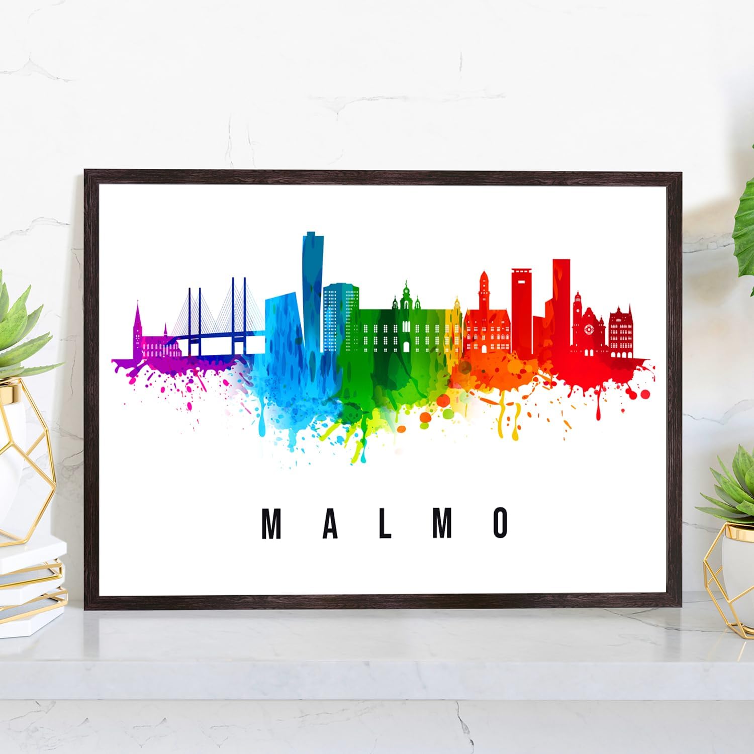 Pera Print Sweden Poster, Sweden-Malmo Poster, Sweden Illustration Skyline City Poster, Modern Skyline Poster, Cityscape and Landmark Print, Home-Office Wall Art Decoration