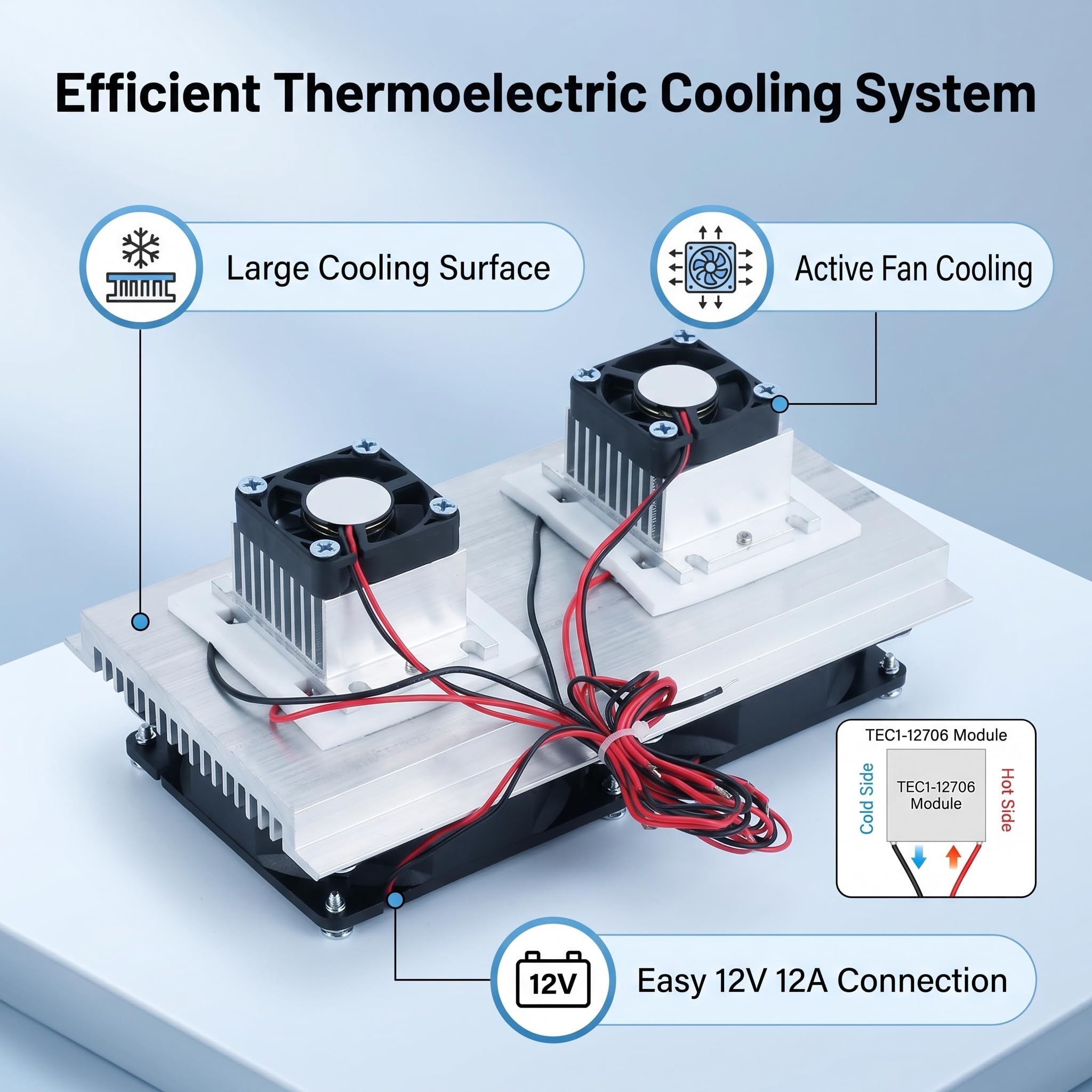 FTVOGUE 12V 12A Peltier Termoelettrico Piccolo Semiconduttore del Radiatore Dell'aria Refrigerazione Più Fresco di Raffreddamento Ad Acqua Dispositivo DIY don Fan, Raffreddamento Rapido