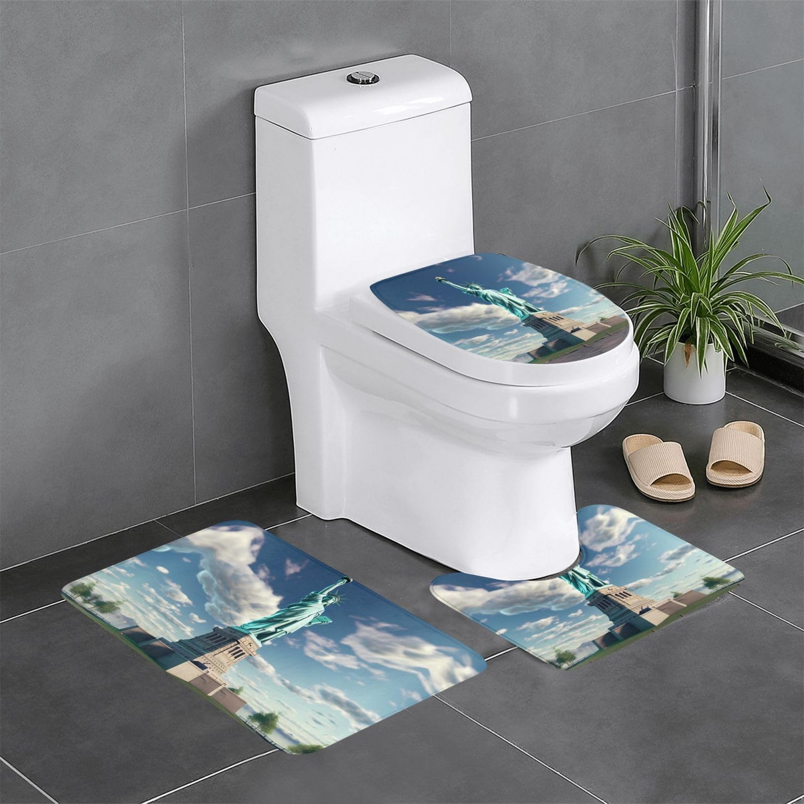 Tapis de salle de bain Statue de la Liberté lot de 3 avec contour