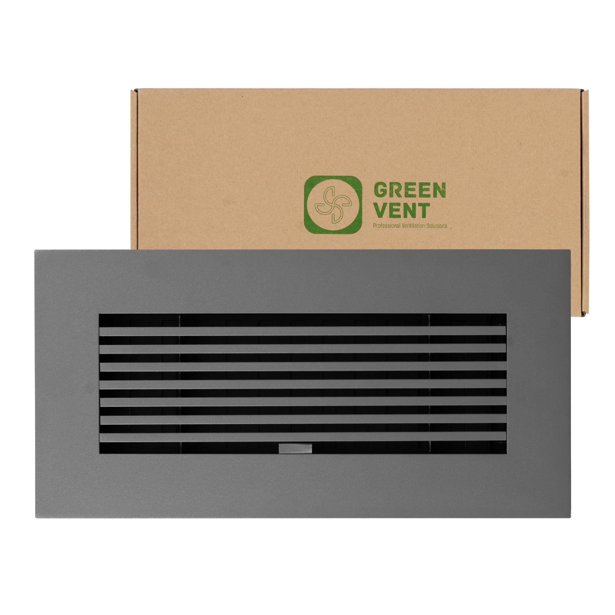 Modernes Aluminium-Bodenregister 10 x 25 cm (Kanalöffnung) – mattgraue Bodenlüftungsabdeckungen mit verstellbarem Dämpfer, leise HVAC-Bodenbelüftungen, rostbeständige Lüftungsabdeckungen