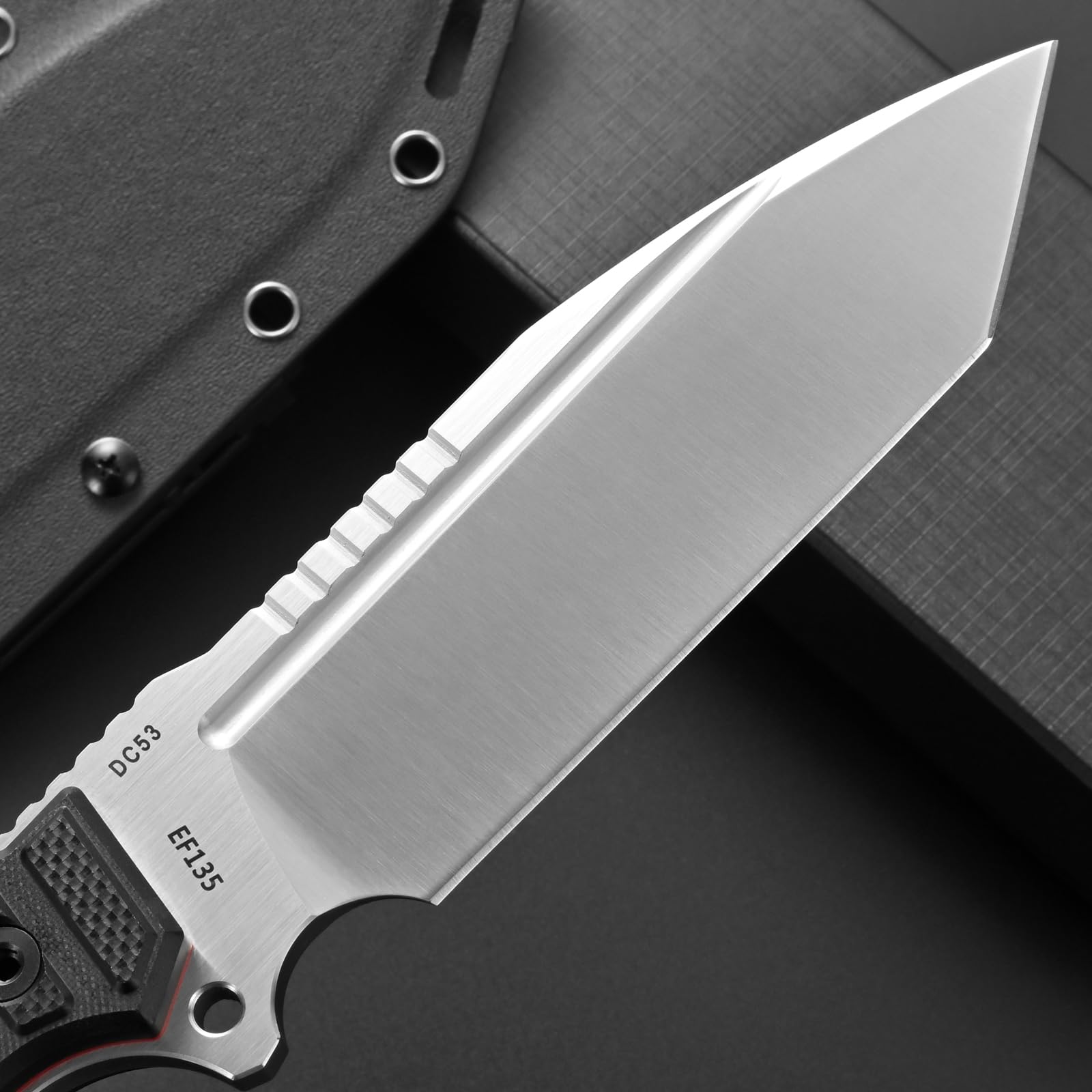 Eafengrow EF135 Fixed Blade Knife DC53 Steel Blade G10 Handle Full Tang Heavy Duty EDC Straight Knifes for Field Working Camping Survival Bushcraft(Silver)