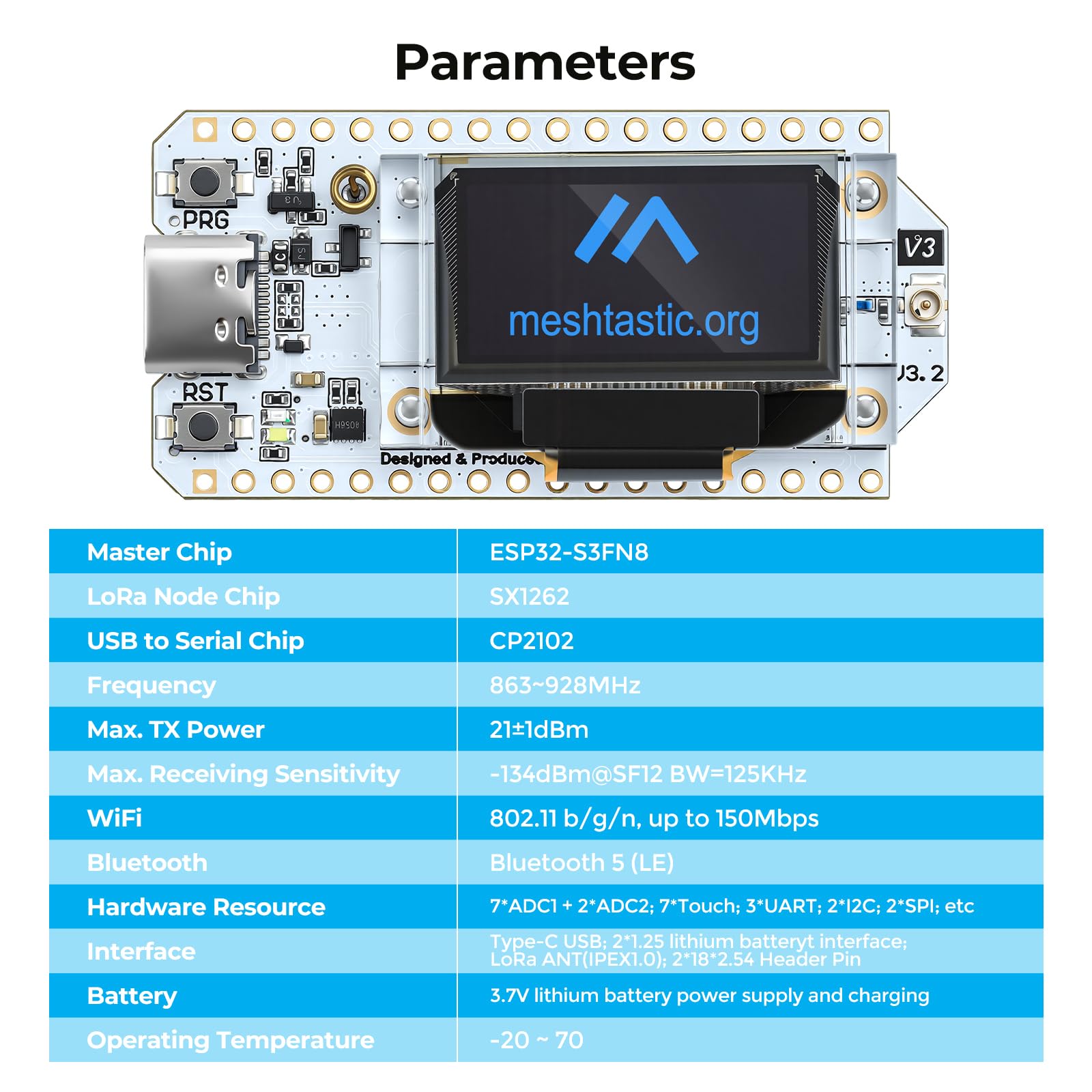 2 Pezzi Scheda di Sviluppo ESP32 LoRa V3 con Antenna LoRa 868 MHz, Integrata WiFi Bluetooth SX1262 per Meshtastic IoT Arduino Scena Intelligente