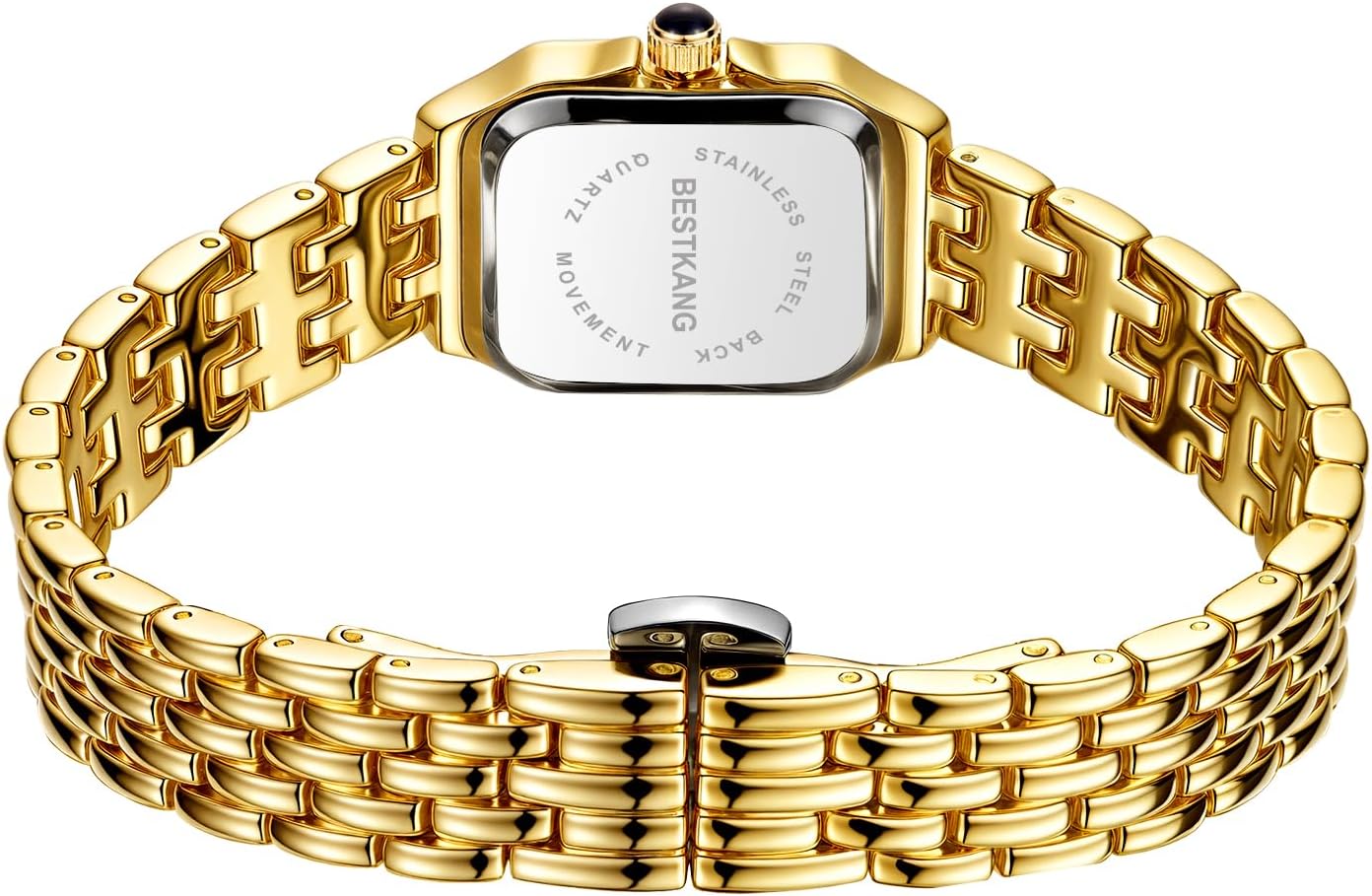 BESTKANG Watches for Women Vintage Square Classic Luxury Watch with Roman Numerals Dial Gold Silver Two-Tone Stainless Steel Band Elegant Dress Women's Wrist Watch - Image 3