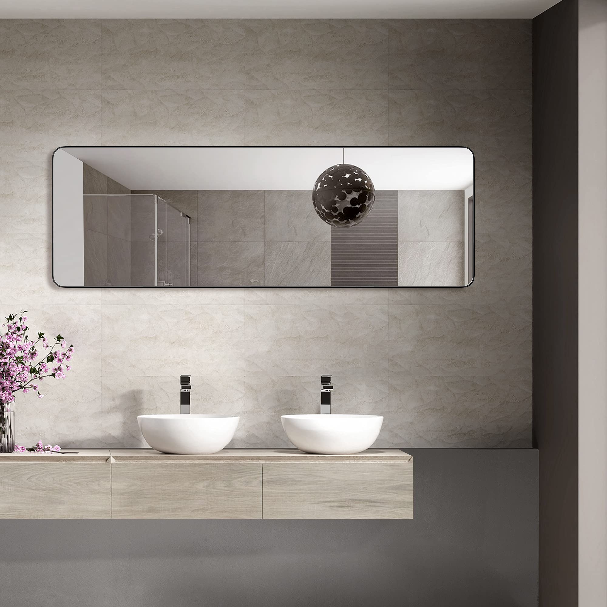 Buy TokeShimi 65 x 22 Inch Full Length Floor Mirror for Bedroom Black