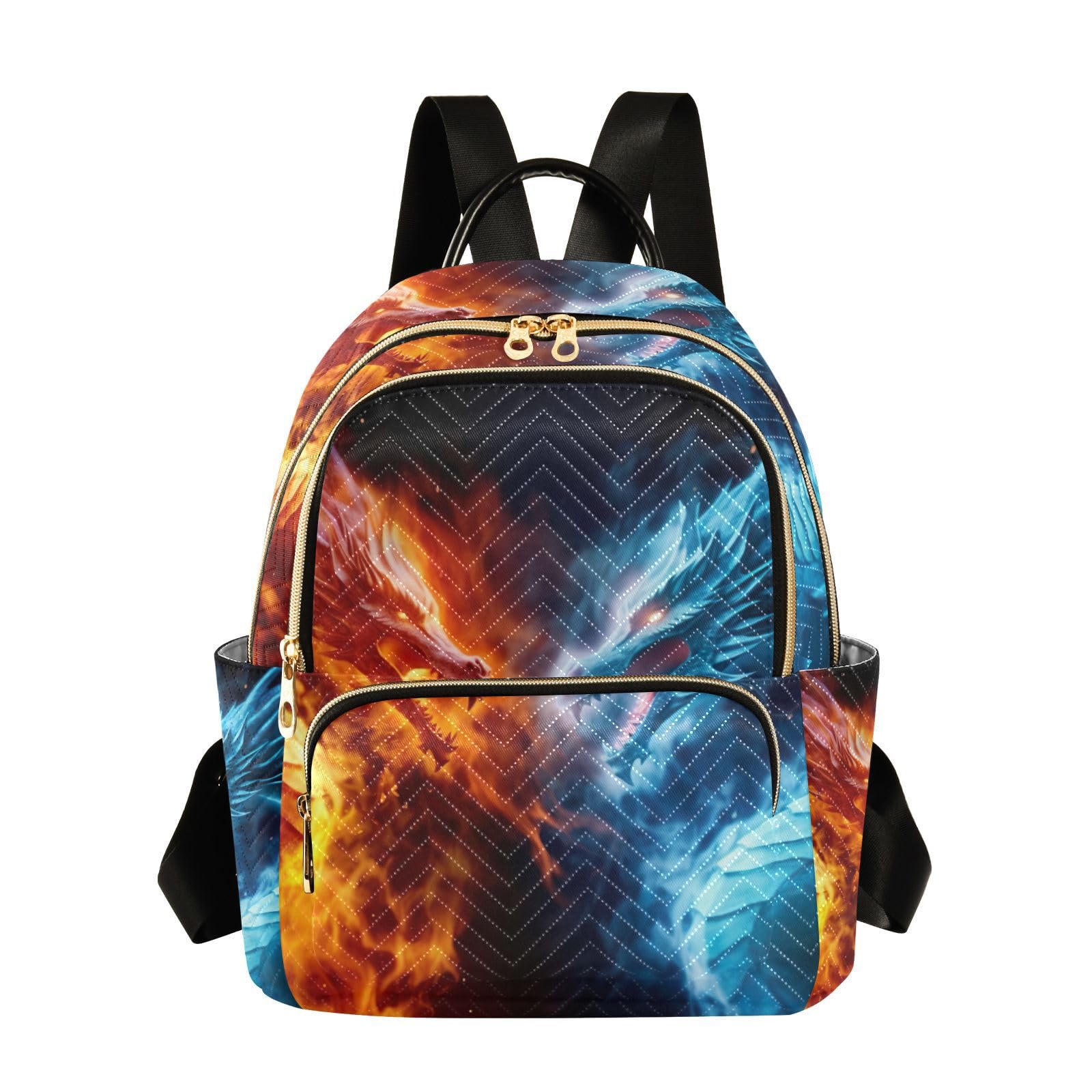 Fire and Ice Dragon Women Backpack for 13.3" Laptop - Quilted Lightweight Backpack for Travel and Work