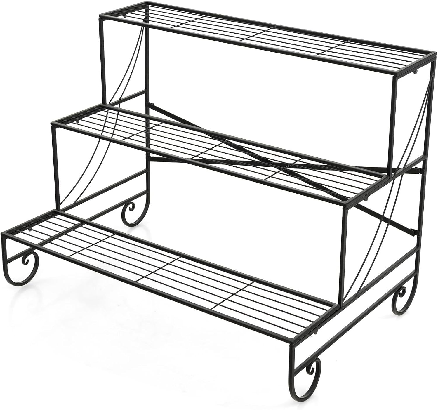 GiantexUK 3Tier Metal Plant Stand, Ladder Shelf Flower Pot Holder, Decorative Plant Rack