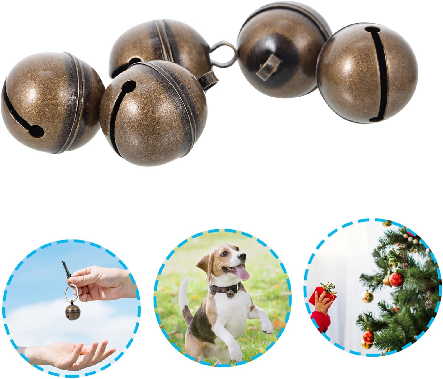 Ciieeo 10pcs Vintage Copper Pet Bells Crafts Accessories Decorative for Dogs Cats Crisp Sound for Holiday Decor Pet Training