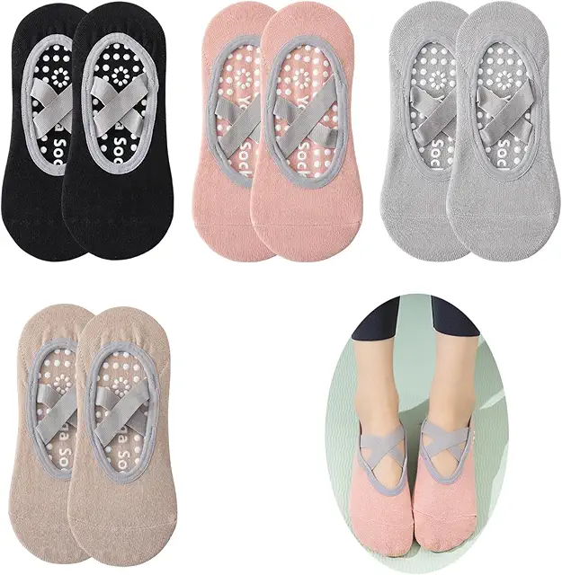 Calcetines de Yoga Antideslizantes para Mujer, Tallas 35-41 - Pilates, Danza y Fitness