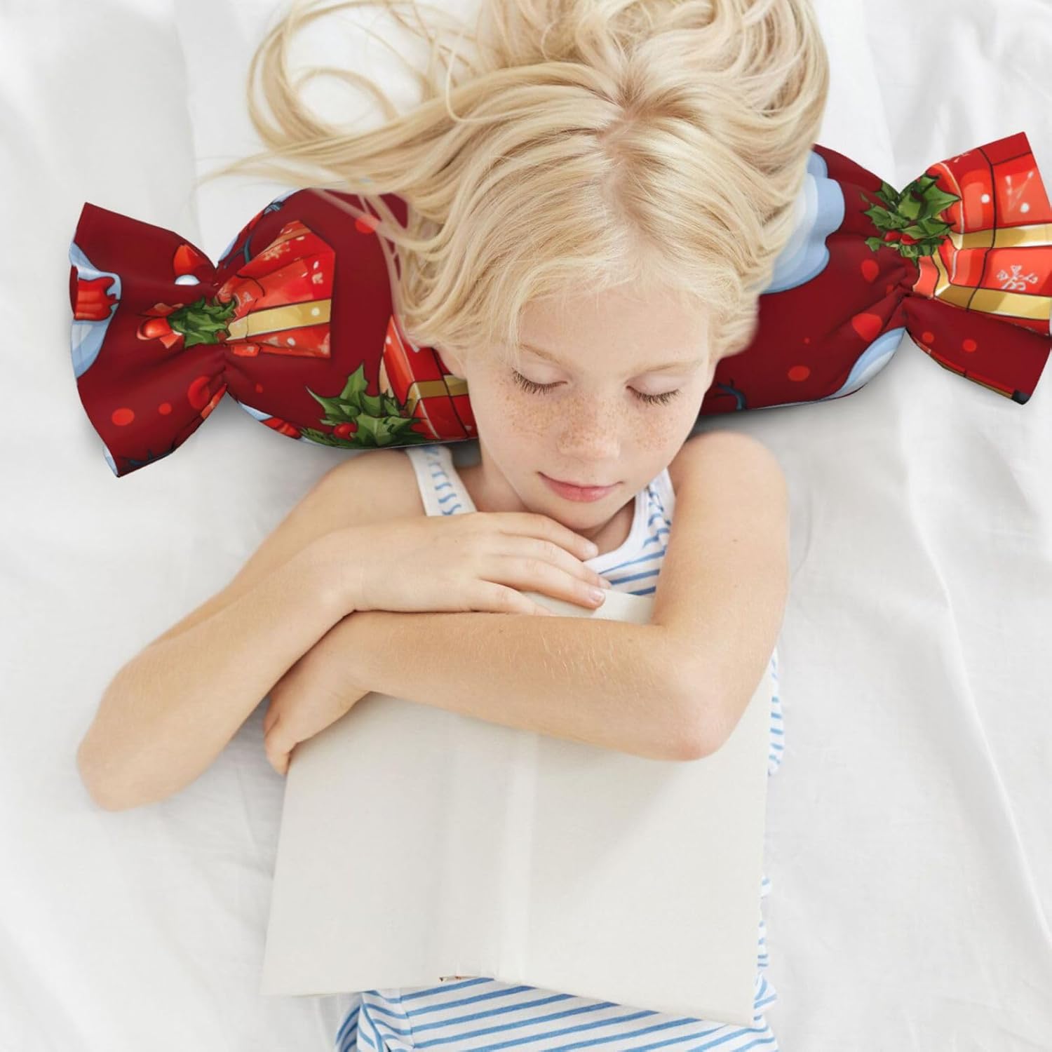 Merry Christmas Cute Snowman Print Candy Cylindrical Comfortable Pillow Throw Pillows Home Decor Easy Maintenance