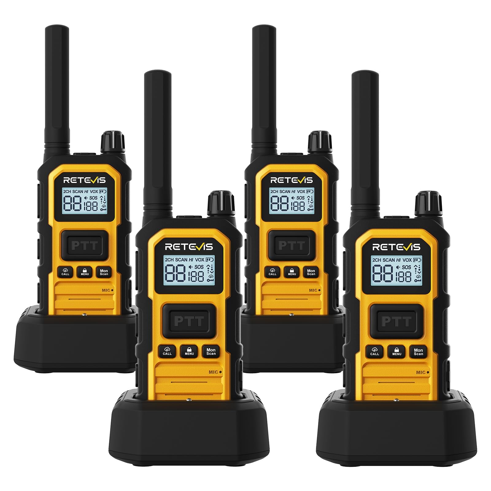 Retevis RB48 Plus GMRS Walkie Talkies 4 Pack Yellow