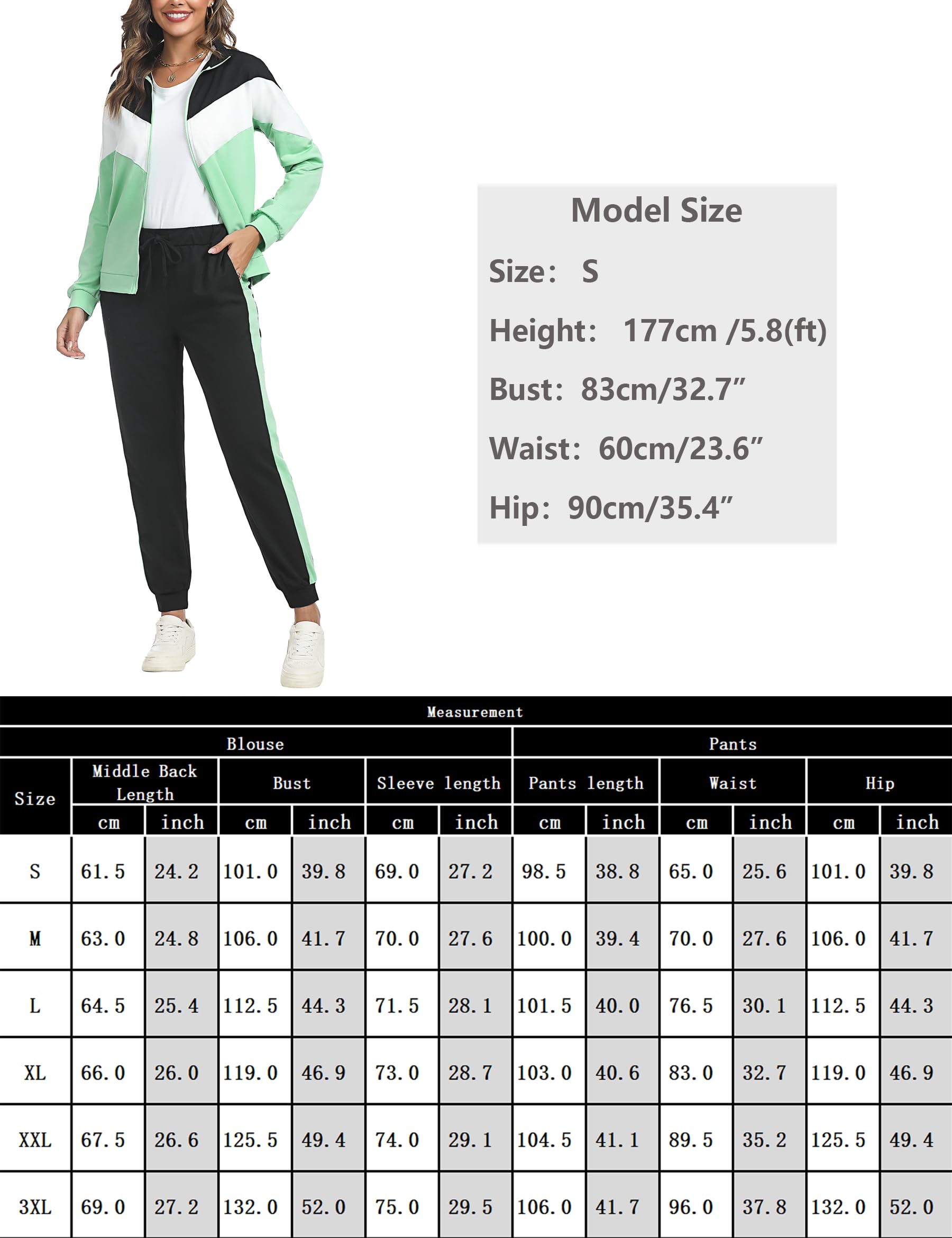 Marvmys Survêtement Femme Couleurs Contrastées élégant Sport Ensemble Sportwear à Manches Longues Zippé Pour Fitness Jogging