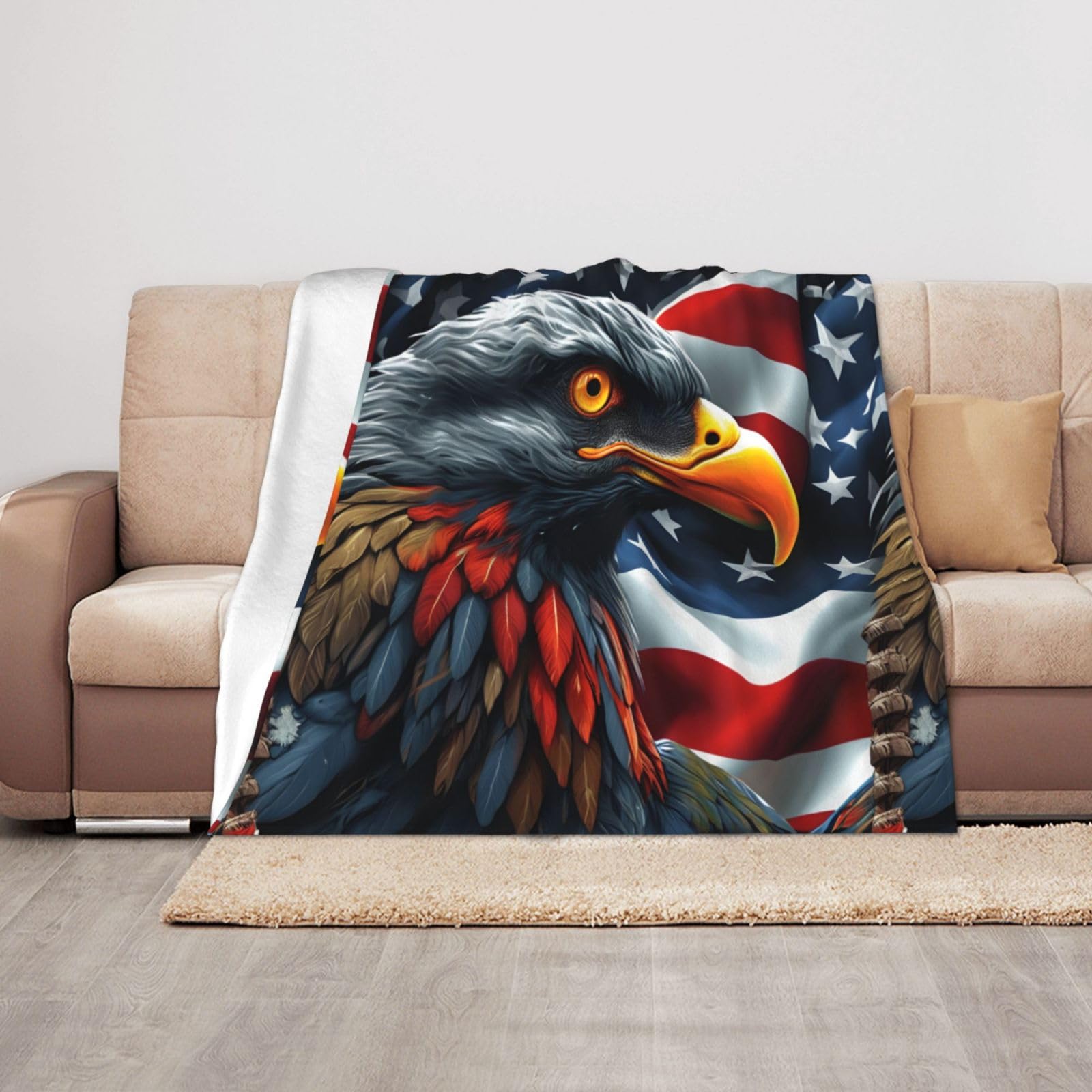 Couverture douce et chaude contre le froid plaid peluche aigle américain
