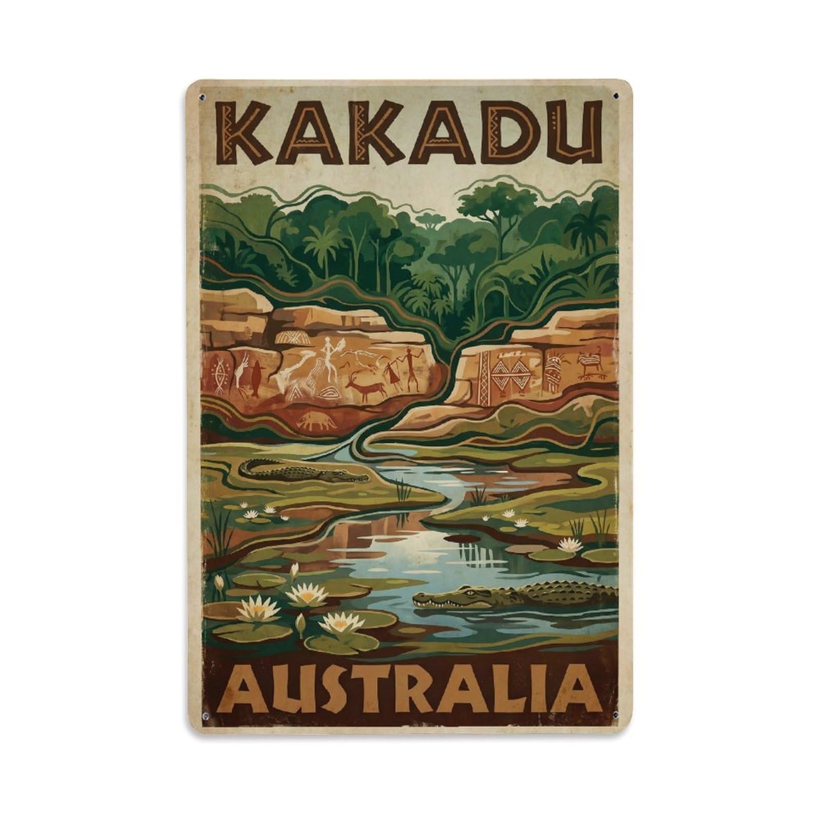 Retro Travel Australia Kakadu Metal Tin Sign Plaque Wall Decor for Cafe, Club Bar, Office, Garden Metal Poster 8x12Inch