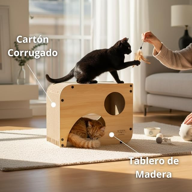 Foto 3 de 6 de Rascador para Gatos Interior Carabela con Túnel y Nido Integrado