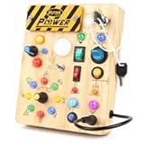 Joyreal Montessori Busy Board Wooden Sensory Toys for Toddler with LED Light Up Switch&comma; Baby Fidget Board Travel Toys for 18&plus; Months&comma; Boys Girls Birthday&comma; Medium