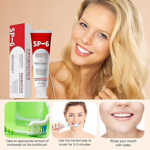 Miniatura 6 de Pasta de dientes Super Probiotic Sp-6, pasta de dientes Sp-6 Ultra Whitening, fórmula de 6 probióticos para la salud de las encías, sin flúor, sabor