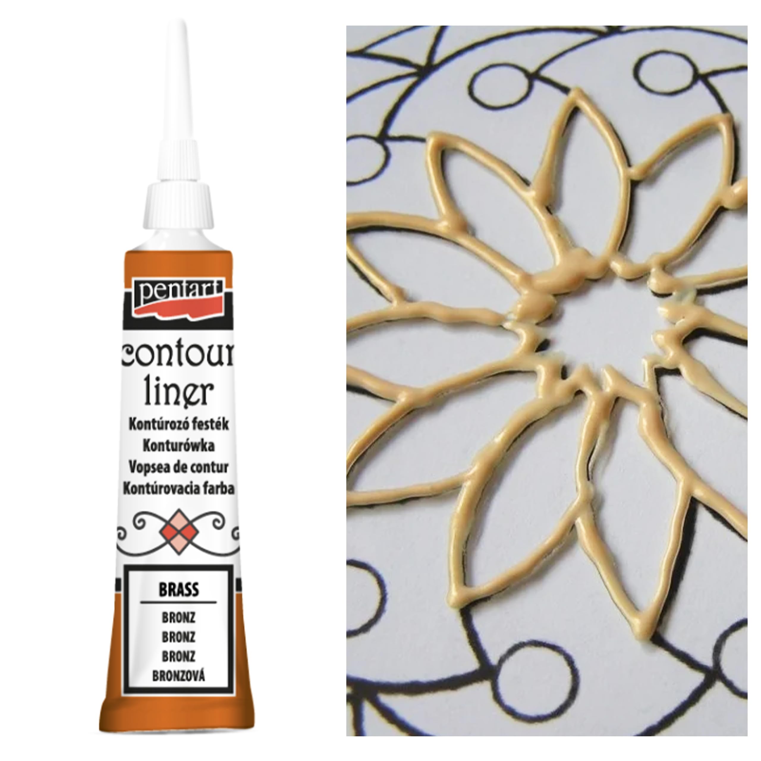 Pentart Bronze Universal Contour 20 .Mu.l Contours, Colors Special, Hobby Paints, Decoupage