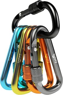 Zalava 6PCS Aluminum Carabiner Keychains - 2 Inch Mini D Clips Hooks for Keys Bags Backpacks Outdoor Use