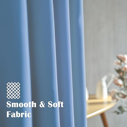 Miniatura 3 de Cortinas opacas con aislamiento térmico azul para oscurecer la habitación, 72 pulgadas de largo para sala de estar, cortinas con ojales de 42 x 72