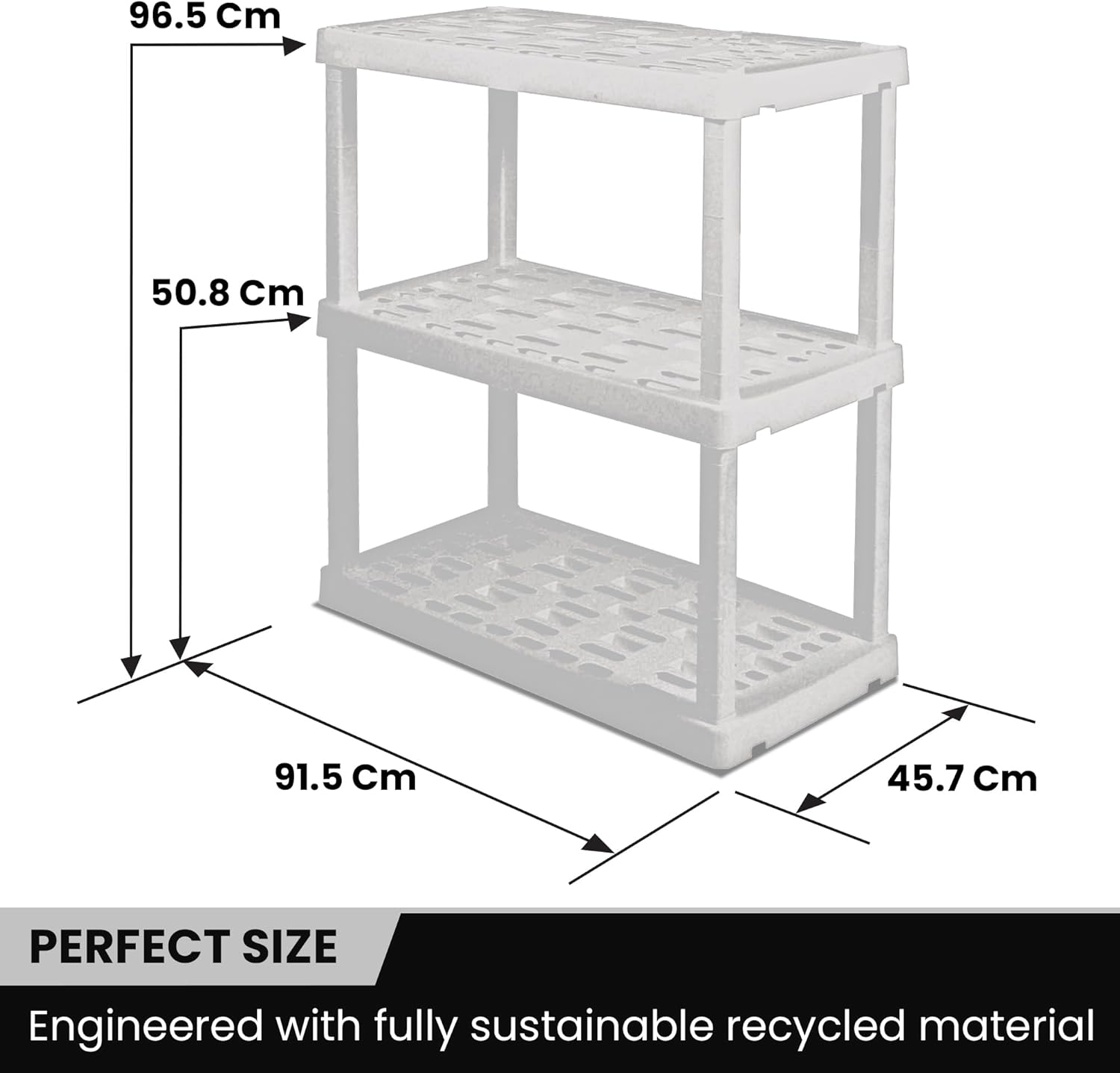 Oskar Heavy Duty Plastic Storage Shelves- for Garage, Kitchen, Bathroom Basement Kids Room, Stackable 3-Tier White, Organizer Rack for Books Shoes, Toys, Pantry, Cleaning and Closet Organization