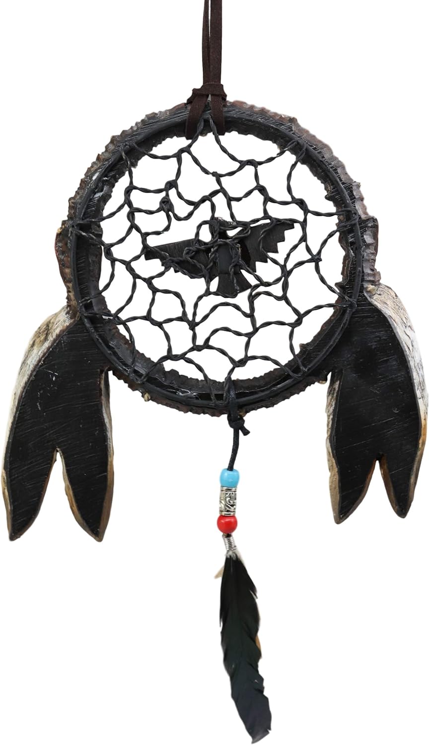 Ebros Native American Indian Turquoise Raven in Webbed Ring Dreamcatcher with Beaded Feathers Wall Hanging Decor Dream Catcher Decoration Ornament Hanger for Home and Office