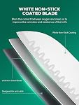 Knife Set, D.Perlla 16 Pieces Kitchen Knife Set with Acrylic Stand, High Carbon Stainless Steel, Non Stick Coated Knife Block Set, No Rust, Non Slip Handle, Sharp Knife White