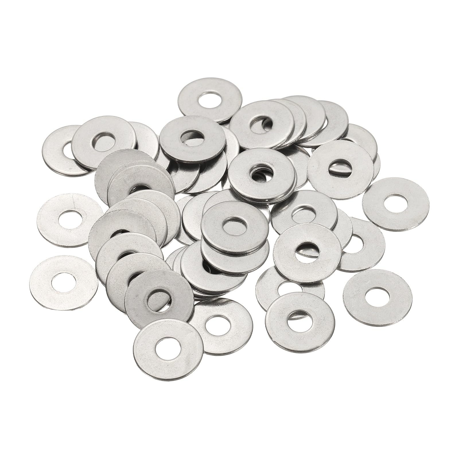 YELARXI Flat Washers, 304 Stainless Steel Hardware Assorted Washer, 16 x 5 x 1 mm Fit for Bolts Screws Industrial Use (50 Pack, Silver)