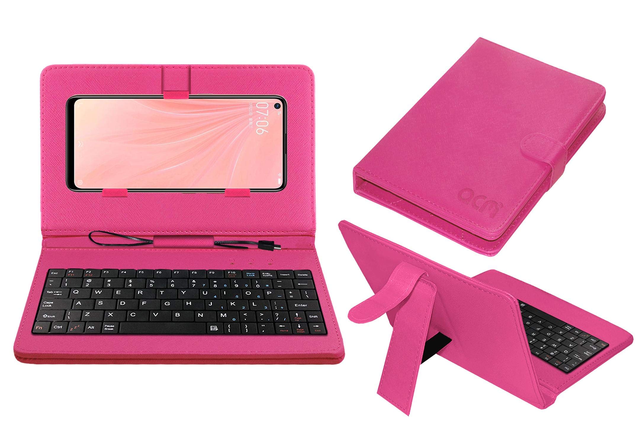 ACM Keyboard Case Compatible with Vivo Z5X (2020) Mobile Flip Cover Stand Plug & Play Device for Study & Gaming Pink