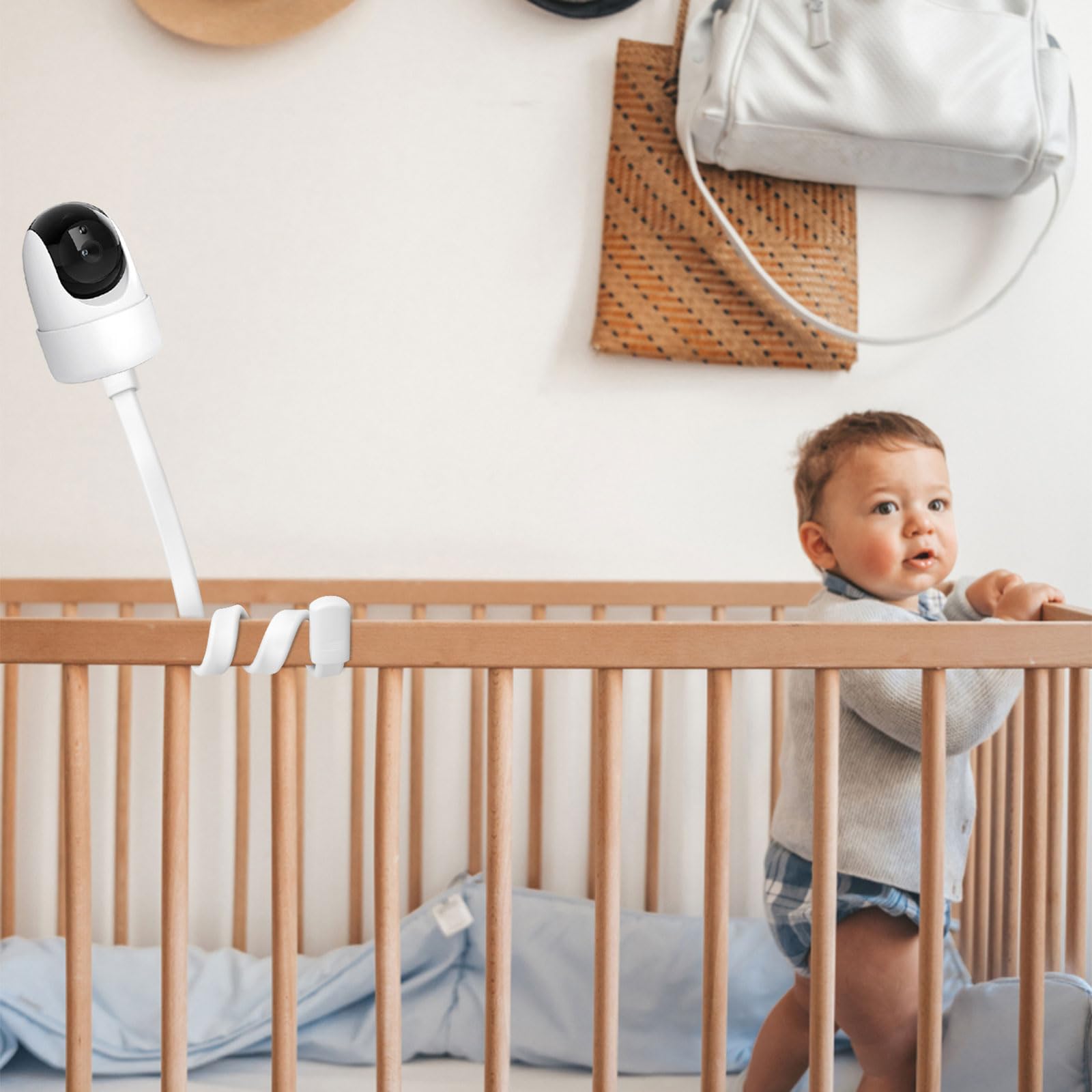 Support Flexible Universel Babyphone - Fixation Sans Perçage - Twist Réglable 360° - Compatible Moniteurs Bébé & Smartphones