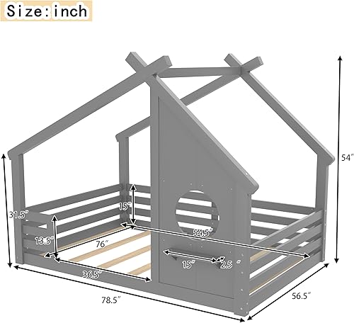 Miniatura 22 de Bellemave Cama individual para niños, cama de madera de pino, camas Montessori para niños, color blanco con estante Blanco,Madera de pino gris,gris