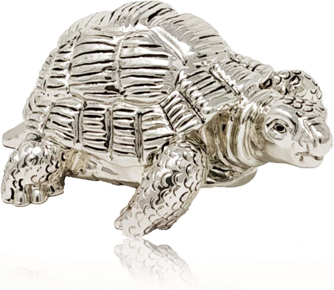 Feng Shui Pure Silver 999 Handcrafted Tortoise Turtle,BIS Hallmark Certified Showpiece Home & Office Decor Accents for Luck Prosperity Health ( NET WT 14-16 GMS Pure Silver)
