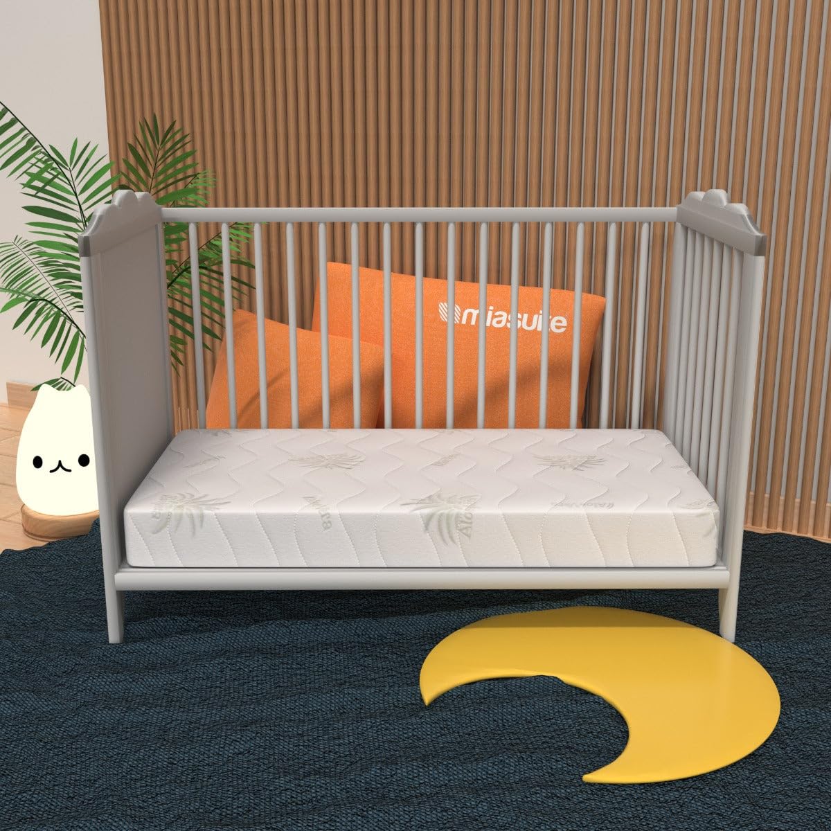 MiaSuite MATERASSO PER CULLA LUPIN BABY 50X125 ALTO 14 CM SFODERABILE IN WATERFOAM POLIURETANO ORTOPEDICO PER LETTINO