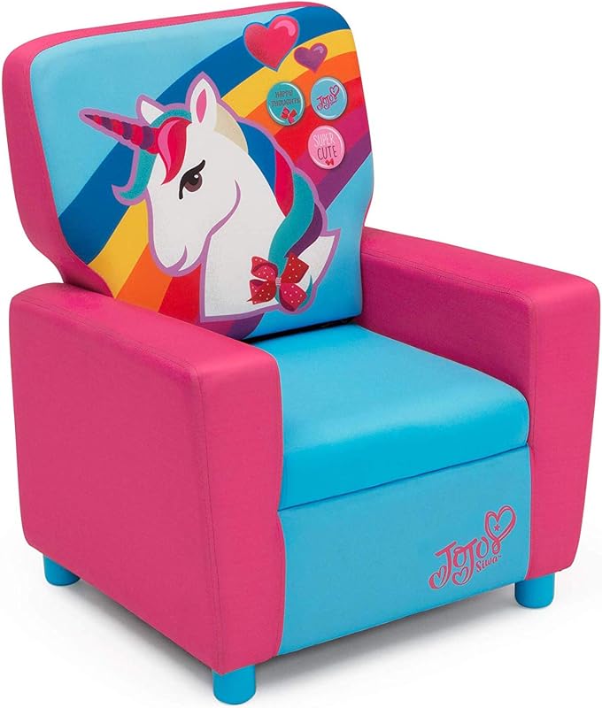 Silla infantil tapizada con respaldo alto Delta, rosa y celeste