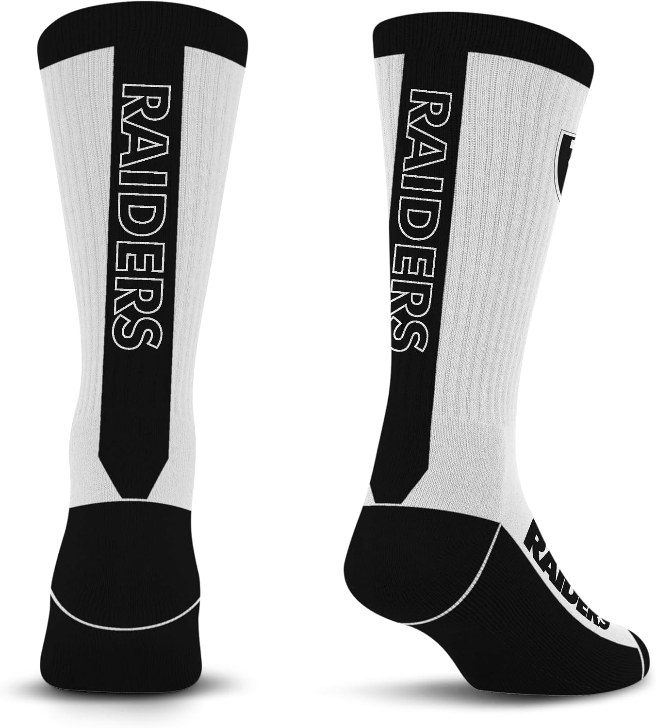For Bare Feet NFL MVP Crew Sock Black and White Large