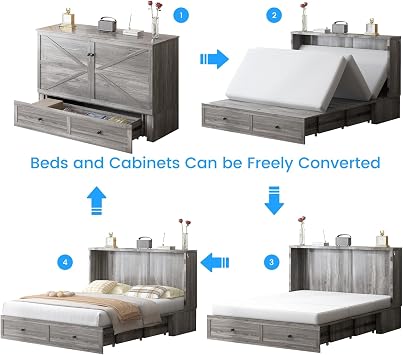 PUREMIND Queen Murphy Bed with Mattress Included for Small Space/Guest Room