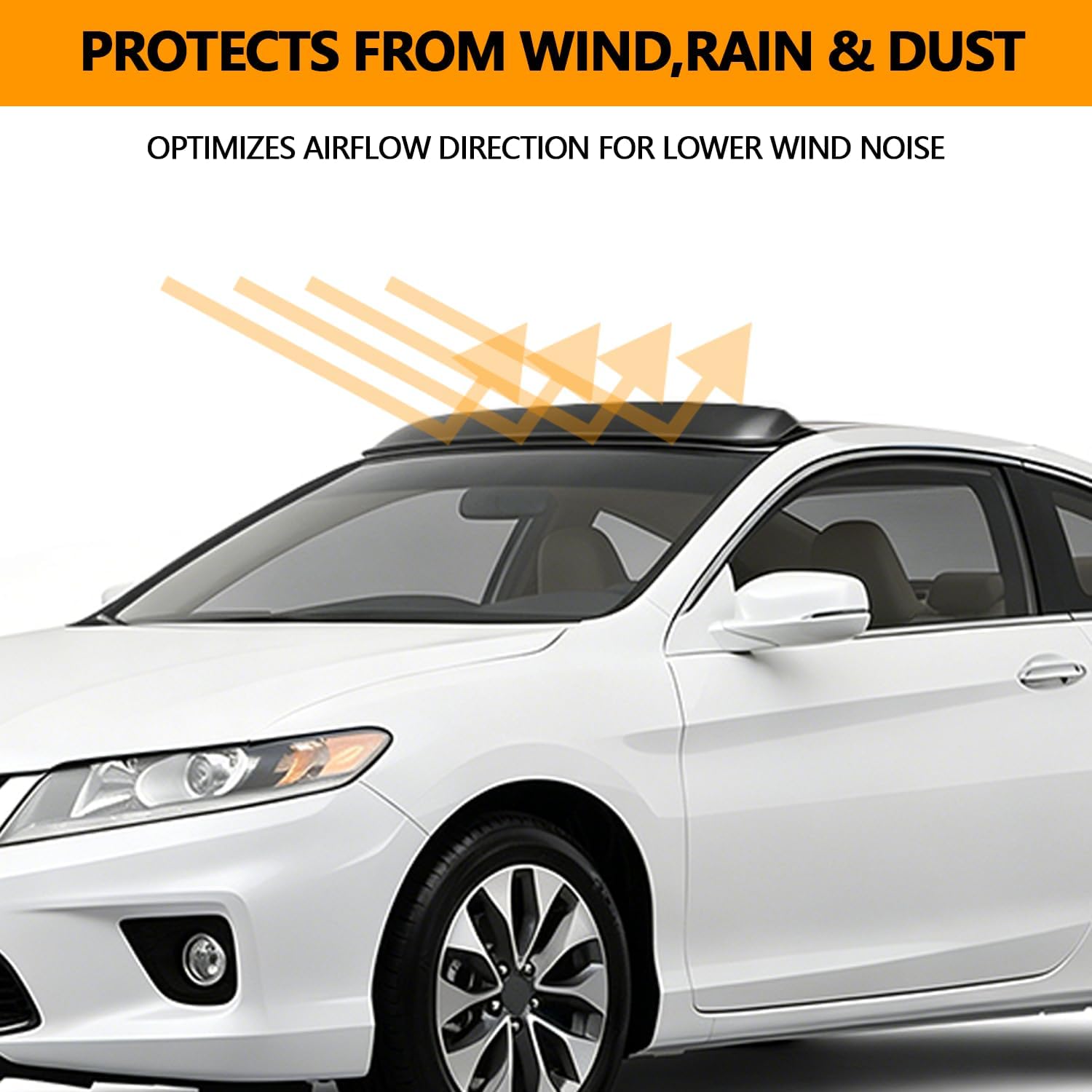 38" 980mm Sunroof Wind Deflector,Universal Fit Tinted Top Window Visor for Deflecting Noise, Rain, and Strong Wind – Automotive Accessory Sun Shade in Deep Smoke Finish with Smooth/Waterproof Surface
