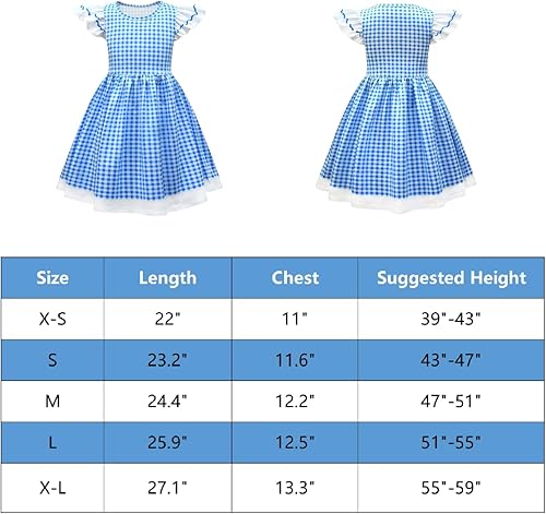 Miniatura 4 de Vestido Dorrothy para niñas, vestido de manga con vuelo a cuadros azul y blanco