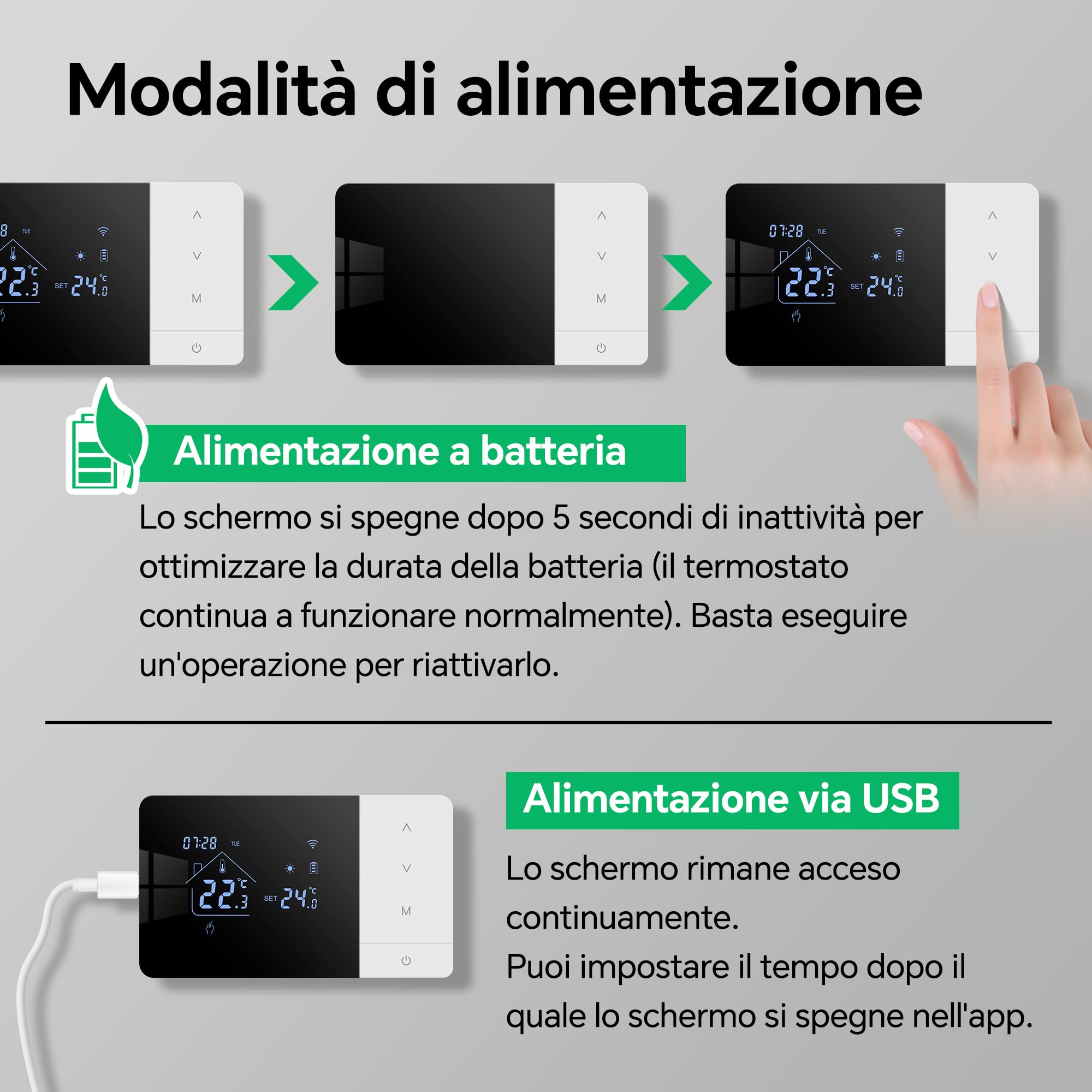Termostato Wi-Fi a batteria con 2 fili, controllare per la caldaia a gas, termostato Tuya programmabile giornalmente, compatibile con controllo vocale di Google e Alexa.W506 3A
