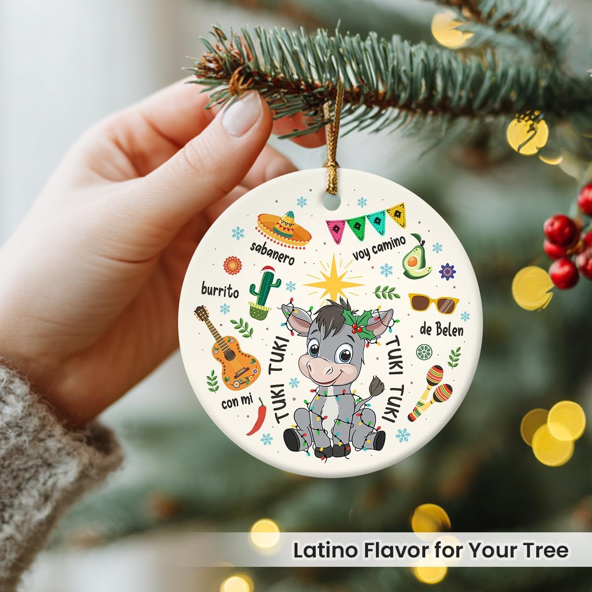 Funny Mexican Ornaments for Christmas Tree 2025 - Donkey Ornament for Xmas Tree Decor, Tuki Tuki Gifts for Donkey Lovers Friends, Animal Lovers Gifts for Mexican Women Mom, Dad - Image 8