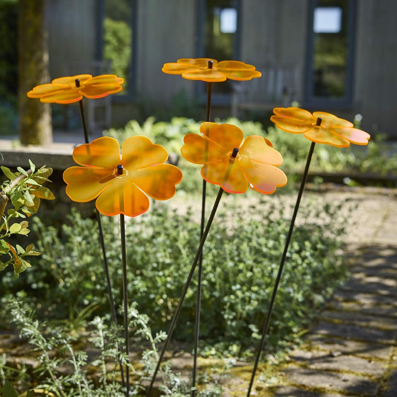 Sun Catcher Garden Decor Set of 5 Large Double Blossoms Ornamental Stakes 75cm - Image 3