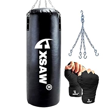 XSAW - Combo Strong Punching Bag Unfilled and Wrist Band for Boxing MMA Sparring Punching Bag 2 ft 3ft 4ft for Training Kickboxing Muay Thai (24inches 2Feet)