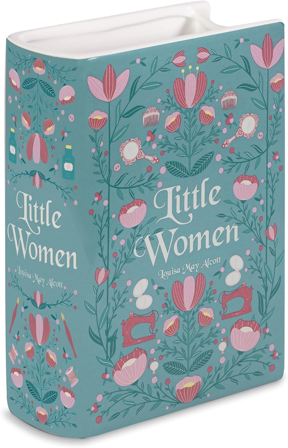 Steel Mill & Co Original Large Book-Shaped Decorative Vase, Ceramic Vases for Home Decor, Cute Bookshelf Decor, Unique Vase for Mother's Day, Little