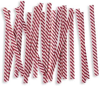 Weststone 100pcs Plastic/Paper Coated Red Stripe 4" X 1/4" Twist Ties - Won't Rip or Pull Off