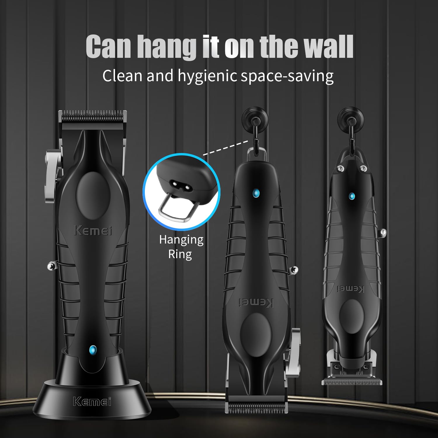 KEMEI Professionelles Haarschneidemaschinen-Set für Männer, schnurloser Haarschneider & Folienrasierer, Friseurschneider mit 2500 mAh großem Akku, R-Typ verstellbar, Ladestation