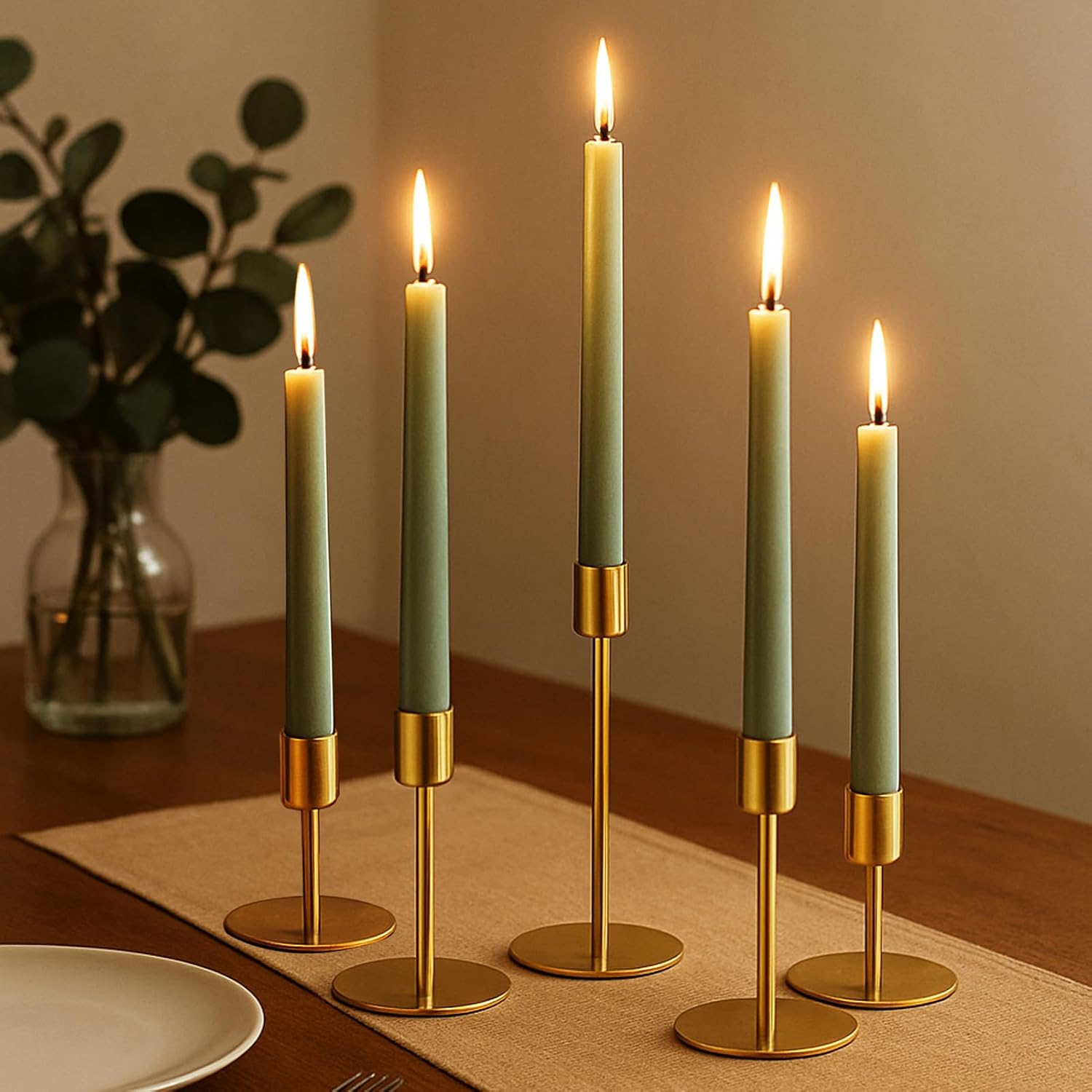 Smtyle Gold Candlestick Holders, Set of 5 for Taper Centerpieces image 4
