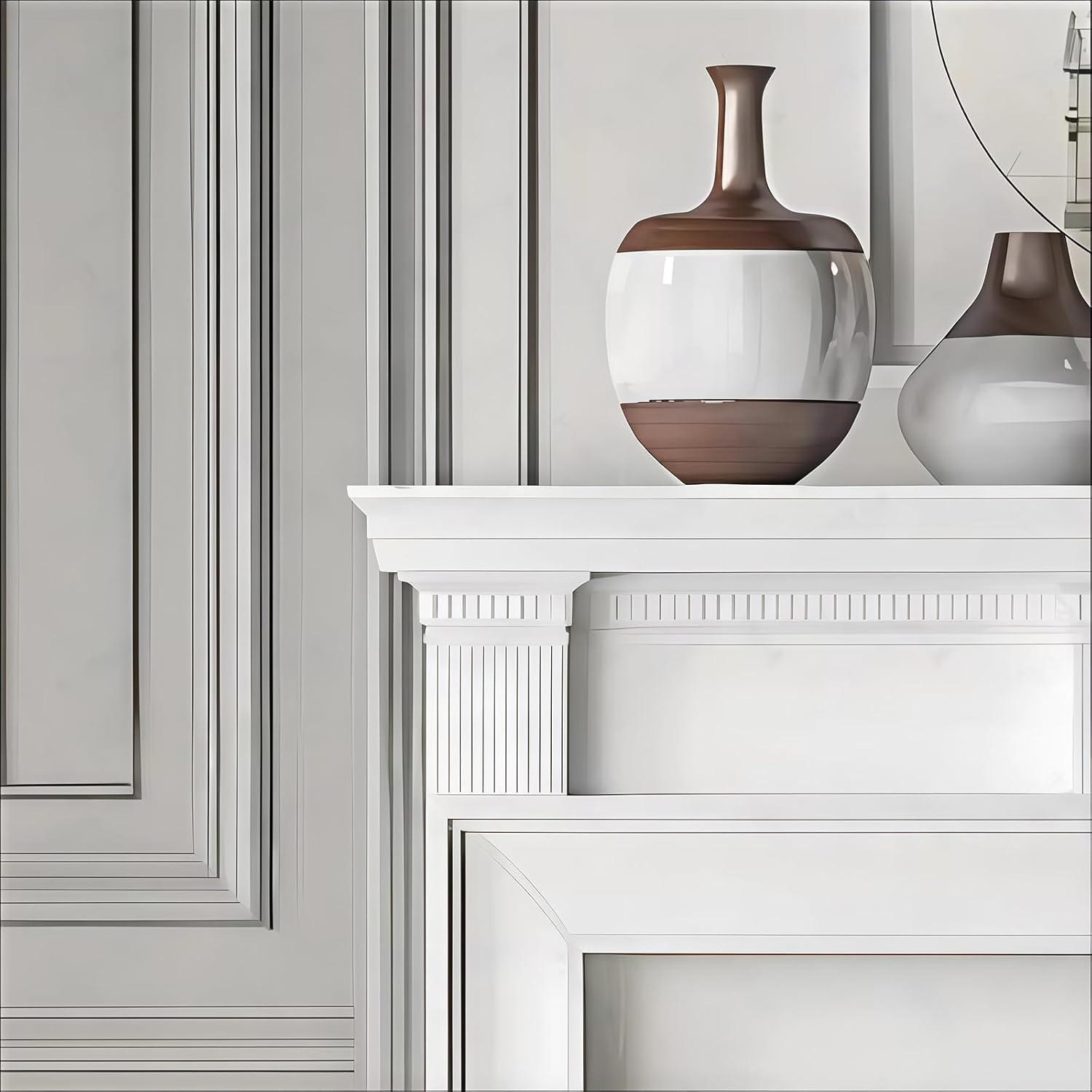 Fireplace Mantel Surround Traditional Solid Birch Wood Fireplace Mantel White Decorative Surround with Fluted Columns