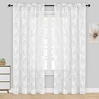 Vista 32 de DWCN Cortinas traslúcidas para cocina, bolsillo para barra de encaje floral beige, 52 x 36 pulgadas, 2 paneles Encaje Beige