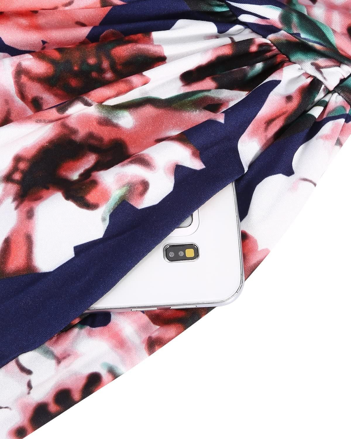 OUGES Womens' V-Neck Pattern Pocket Maxi Long Dress - Image 6